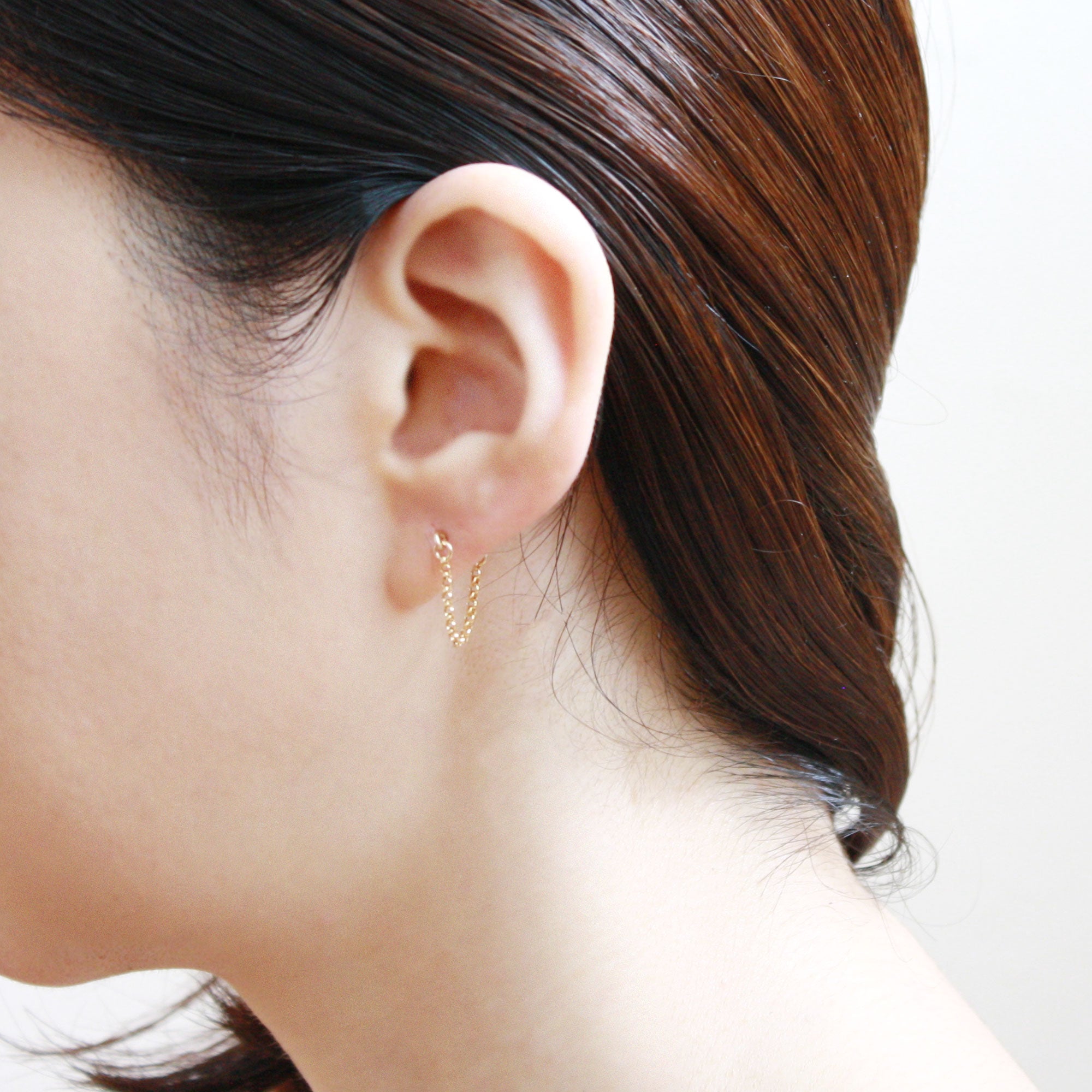 Short Arc Threader Earrings with Large Pearl